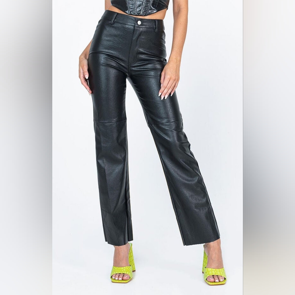 Princess Polly Black Faux Leather Pants